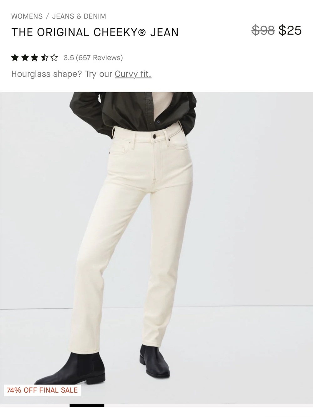 Everlane Original Cheeky Jean in Ecru